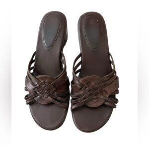 NICKELS LIFE Women’s Wedge Sandles Brown Leather Size 8